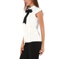 thumbnail image 4 of INSPIRE CHIC Women's Ruffle Bow Tie Chiffon Top Peter Pan Collar Button Down Shirts, 4 of 6