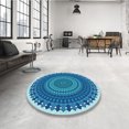 thumbnail image 4 of Ahgly Company Tapis d'Intérieur Ronds Transitionnels Bleus Lavables à la Machine, 3 Pieds Rond, 4 of 7