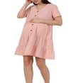 thumbnail image 2 of Womens Short Sleeve Maternity Dress V Neck Button Closure Pleated Midi Dress, 2 of 7