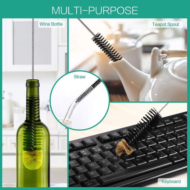 JJKBVCLO pour Brosse Étroite Bouteille de Bière Longues Rondelles Brosse pour Bouteille Pichet et Papeterie