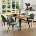 thumbnail image 3 of Homy Casa 5-Piece Dining Set, Walnut Wooden Kitchen Table with 4 Upholstered High-Back Grey Fabric Dining Chairs, Contemporary Live Edge Design, 3 of 10