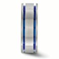 thumbnail image 3 of Edward Mirell Titanium Brushed Double Groove Blue Anodized 8mm Band Size 12.5, 3 of 4