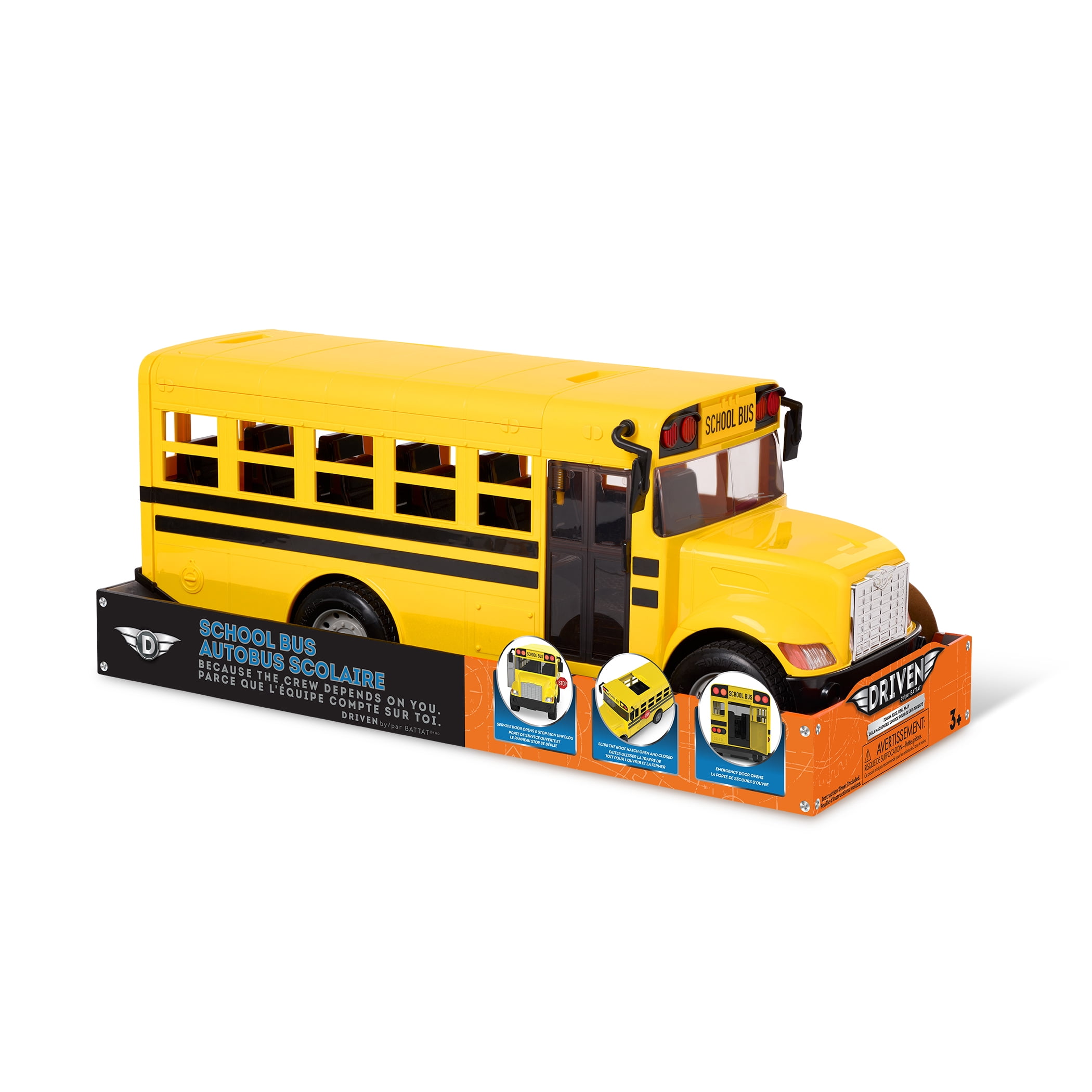 Autobus scolaire standard DRIVEN par Battat, grand autobus scolaire jouet jaune pour les enfants de 3 ans et plus