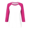 thumbnail image 4 of TSADFHJI T-Shirt pour Femmes Pack Coton Femmes Manches 3/4 Haut Été Décontracté Polyvalent Raglan Chemise Col Rond Chemise Décontractée Haut S, 4 of 5