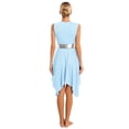 thumbnail image 2 of Aislor Women Liturgical Praise Dance Dress Color Block Worship Loose Fit Church Robe Praisewear Light Blue L, 2 of 7