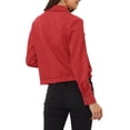 thumbnail image 3 of INSPIRE CHIC Women's Faux Suede Jacket Point Collar Button Down Cropped Sanded Moto Biker Coat XS Red, 3 of 6