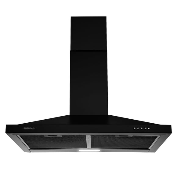 30" Wall Mount Range Hood - 450 CFM Stainless Steel, Convertible Duct/Ductless, 3-Speed, LED Light, Quiet 55dB, Matte Black - Easy Install (120V)