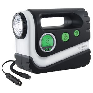 Slime 40047 Pneus gonflables Voiture portable Air Compresseur Gonflé Droite Arrêt automatique avec Numérique 99 PSI Afficher le long tuyau et LED lampe 12V 4 Inflation minimale noire