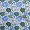 thumbnail image 1 of oneOone Viscose Jersey Medium Blue Fabric Floral Retro Craft Projects Decor Fabric Printed By The Yard 60 Inch Wide, 1 of 5