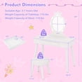 thumbnail image 3 of Costway Coiffeuse pour Enfants Ensemble de Coiffeuse Princesse Table et Chaise avec Miroir Éclairé Blanc, 3 of 10