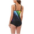 thumbnail image 4 of Lolmot Ladies Fashion Multicolor Gradient Color Print Suspenders Boxer Pants Women's Split Swimsuit, 4 of 7