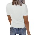 thumbnail image 3 of Jsaierl Ribbed Knit Tank Tops for Women Solid Color Notched V Neck Short Sleeve Shirts Daily Going Out Basic Tees Tops, 3 of 6