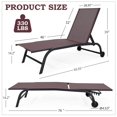thumbnail image 2 of Yoleny Chaise Longue de Patio de 26 Pouces de Large avec Roues, Ensemble de 2 Chaises Longues de Piscine avec Dossier Réglable, Chaises Longues d'Extérieur en Textilène Imperméable pour Patio, Bord de Piscine, Terrasse, Brun, 2 of 7