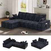 JARCLIC Modern L-Shaped Sectional Sofa, 108" Breathable Modular Couch with Storage Pockets, Convertible Sleeper Sofa for Living Room, Apartment (Gray)