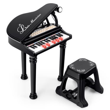 Costway Clavier de Piano pour Enfants à 31 Touches Jouet Instrument de Musique pour Tout-Petits avec Tabouret et Microphone Noir