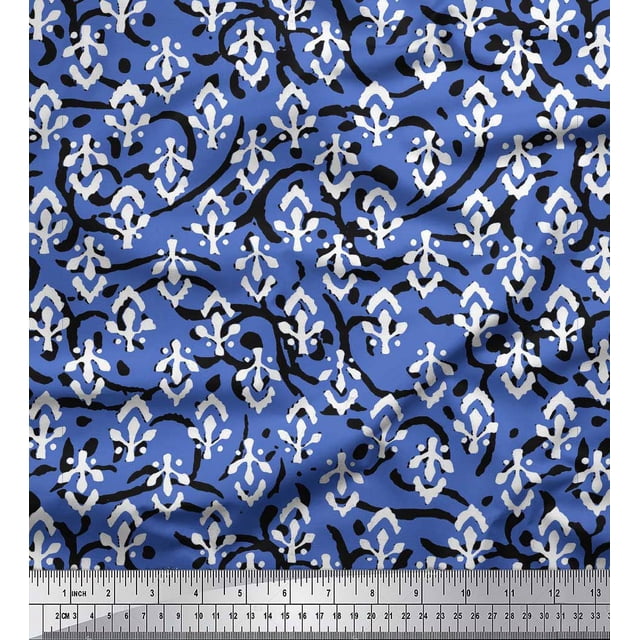 Soimoi Brown Georgette Viscose Fabric Blocks Block Decor Fabric Printed BTY 44 Inch Wide