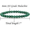 thumbnail image 2 of Bracelet Extensible en Perles Rondes de 6 mm en Pierre Précieuse Malachite Naturelle de Qualité AA 7 Pouces Unisexe, 2 of 5