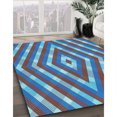 thumbnail image 3 of Ahgly Company Tapis d'Intérieur Lavable à la Machine, Carré, Transitionnel, Bleu de Midi, Tapis de Zone, 4 Pieds Carré, 3 of 7