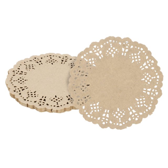 100 Pcs Napperons en Papier, Napperons en Dentelle de 4,5 Pouces, Napperons en Papier Jetables Brun