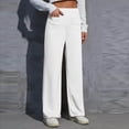 thumbnail image 2 of WEIYLL Womens Pants Work Straight Wide Leg Button Down High Elastic Waisted Pockets White Trousers size XXXXL, 2 of 5