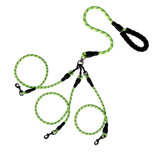 Djiypn 3 in 1 Durable Nylon Dog Leash with Padded Handle, 360° Swivel No Tangle Climbing Rope Removable Pet Traction Rope, 4.8Ft Lead for Puppy Dogs, Green