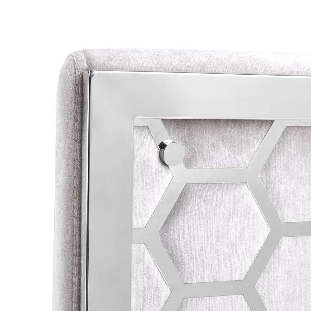 Home Gear Lot de 2 chaises de salle à manger à dossier hexagonal avec cadre argenté