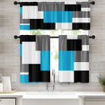 thumbnail image 1 of Light Blue Kitchen Curtains Black Grey Window Curtains Valance and Tier Set of 3, White Modern Rod Pocket Short Tier Curtain for Bathroom, Abstract Small Modern Small Kitchen Decor 52" x 24", 1 of 5