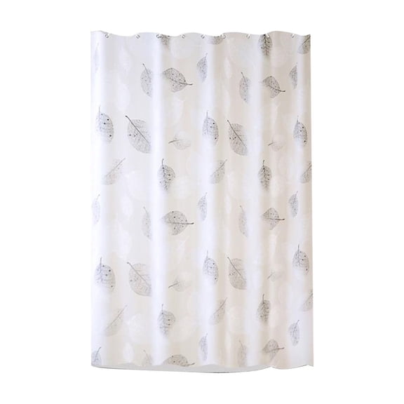 Bathroom Shower Curtain with Hooks, Printed PEVA Waterproof Shower Curtain, Lightweight Stall Curtain for Toilet Partition, No Drilling Needed, Fresh Leaf Design