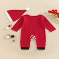 thumbnail image 4 of Ensemble de Combinaison de Noël Bébé Manches Longues Col Rond Patchwork Rayé Pied/sans Pieds avec Chapeau, 4 of 9