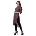 thumbnail image 4 of Moomaya Kurti Tunique Imprimée à Col Mandarin Longueur Genou pour Femmes Vêtements Porter, 4 of 6