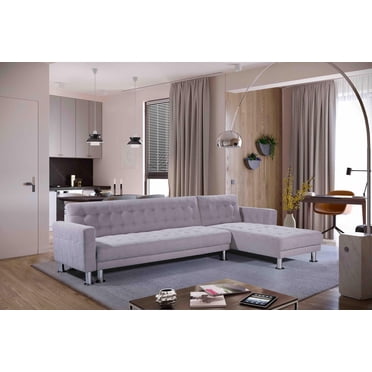 Velago Attalens Adjustable Polyester Sectional Sleeper Sofa, Light Grey