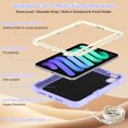 thumbnail image 3 of Case for iPad Mini 7 A17 Pro 2024/Mini 6 2021 8.3 Inch 7th/6th Gen with Butterfly Stand, Shockproof Protective Tablet Cover with Pencil Holder Shoulder Strap for Kids Girls, Beige Purple, 3 of 7