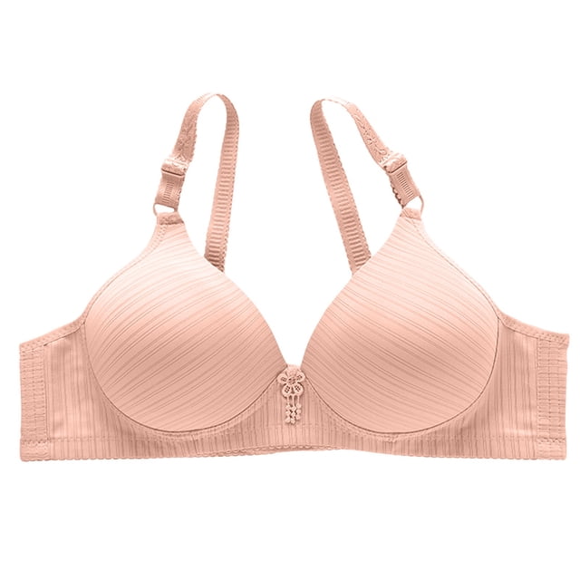 ManxiVoo Side Folded Full Coverage Wireless Bra for Women Soft Lightweight Support Minimizer with Wide Band L Size Pink