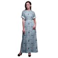 thumbnail image 1 of Bimba Robe Longue Imprimée en Rayonne à Fleurs et Chardonneret Doré Américain, Taille Smockée, Fente Latérale, Robe pour Femme - Grand, 1 of 6
