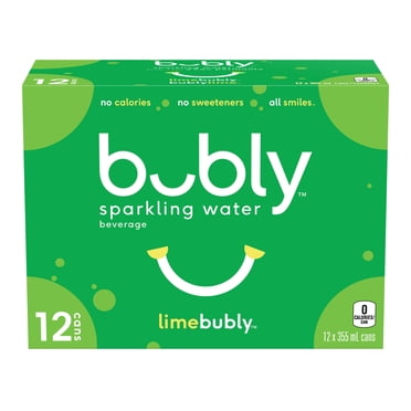 Bubly Lime Sparkling Water, 355ml cans, pack of 12