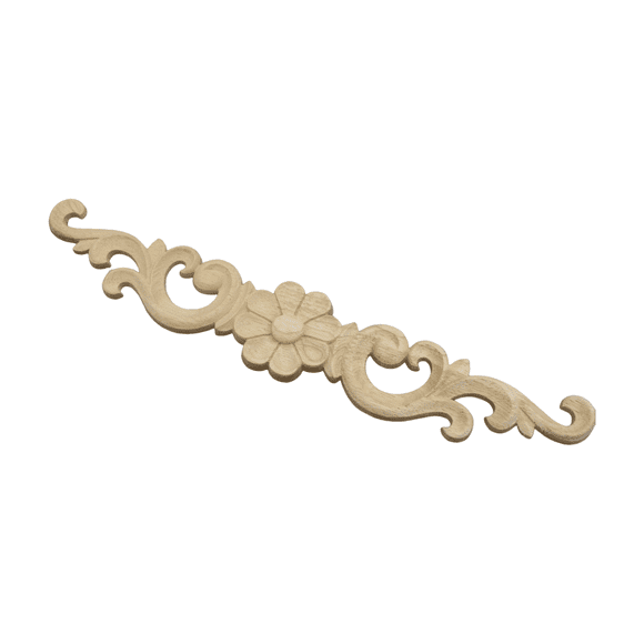 Wood Appliques Decorative Carved Onlays,Long Wooden Decals Diy Furniture Decor Rosette Carvings for Door Cabinet Mirror Dresser Bed Wall,Wood Carving Sticky Flower Delicate,Wood Appliques 6"