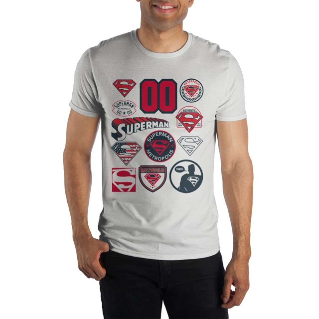 Authentic Superman Metropolis Truth Multiple Logo Styles Mens White T-Shirt Tee Shirt