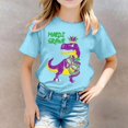 thumbnail image 2 of LUOGENLI T-Shirt pour Filles T-Shirt Décontracté Imprimé Col Rond Manches Courtes T-Shirt Chemise Décontractée Maxi Chemises pour Filles Bleu Ciel 6-7 Ans, 2 of 5