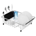 thumbnail image 4 of iPEGTOP Expandable Deep & Large Dish Drying Rack, Over the Sink, In Sink Or On Counter Dish Drainer with Black Removable Utensil Silverware Holder, Rustproof Stainless Steel, 4 of 5