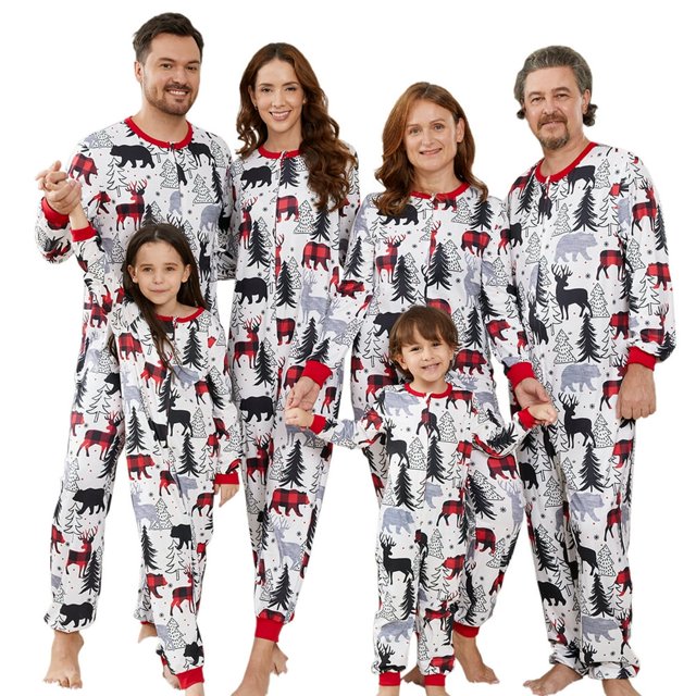 Pyjamas de Noël Assortis pour la Famille Ensembles Pyjamas à Carreaux Ensemble Bébé Enfants Hommes Femmes Combinaison