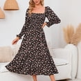 thumbnail image 4 of RKSTN Robe Maxi à Manches Longues pour Femmes, Encolure Carrée, Décontractée, Boutonnée, Bohème, Imprimé Floral, Automne, Longues Robes, 4 of 6