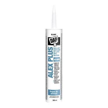 Calfeutrant à base de latex acrylique avec silicone DAP Alex Plus,300ml, Blanc