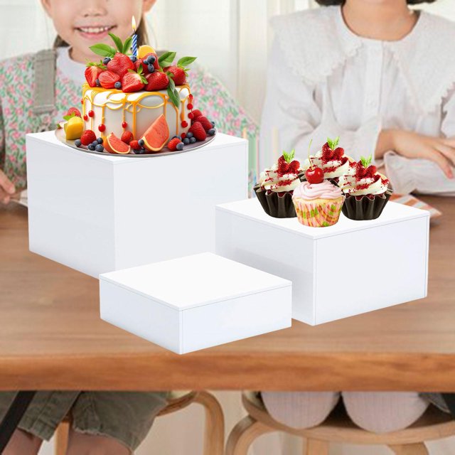 Elodie 3 Pcs Surélevateurs de Buffet Traiteur Support de Service pour Bonbons Fêtes Parfum Blanc