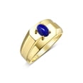 thumbnail image 2 of RYLOS Men's Rings 14K Yellow Gold Ring Classic Solitaire 7X5MM Oval Shape Gemstone Designer Band Lapis September Birthstone Rings For Men Size 8, 2 of 5