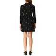 thumbnail image 3 of INSPIRE CHIC Robe pour Femme Manches Longues Col Rabattu Boutonnée Robe Chemise Mini à Fleurs Noir m, 3 of 6