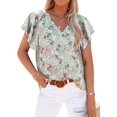 thumbnail image 1 of ORUYROP Blouses Décontractées Boho à Imprimé Floral Col en V Manches Longues Amples pour Femmes, 1 of 6
