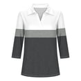 thumbnail image 5 of Hot6sl Économies d'Été Liquidation Blouse & Chemise à Manches Courtes Col Rabattu, T-shirt Assorti pour Femmes Col en V Col Rabattu Manches 3/4, Haut en polyester pour Femmes Gris, m, 5 of 5
