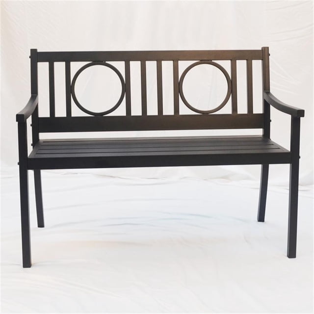 Bowery Hill Metal Black Bench Rectangular Powder-Coated 45"W x 24"D x 35"H
