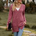 thumbnail image 2 of 2025 Cardigan Uni Texturé Douillet pour Femmes 1X Couleur Cardigan à Manches Longues Cardigans pour Femmes à Rayures, 2 of 7