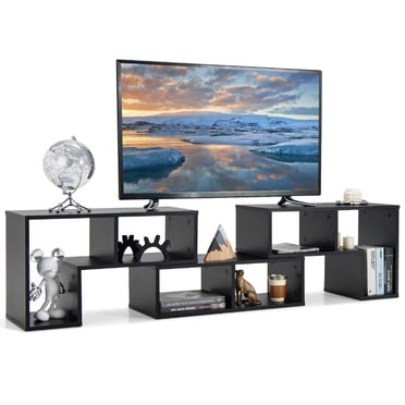 Patiojoy Meuble Télé 3 Pcs Réglable, Centre Multimédia Minimaliste pour Téléviseurs de 43, 55, 60 et 65 Pouces, Noir